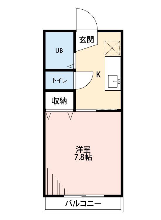おれんじハウス(1K/1階)の間取り写真