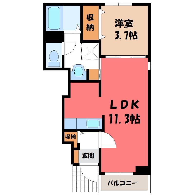 BELLEROSA(1LDK/1階)の間取り写真