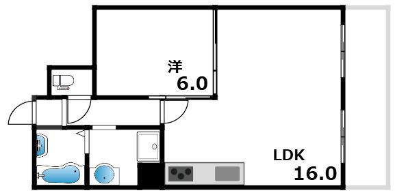 ハウゼ・ケイ魚崎(1LDK/3階)の間取り写真