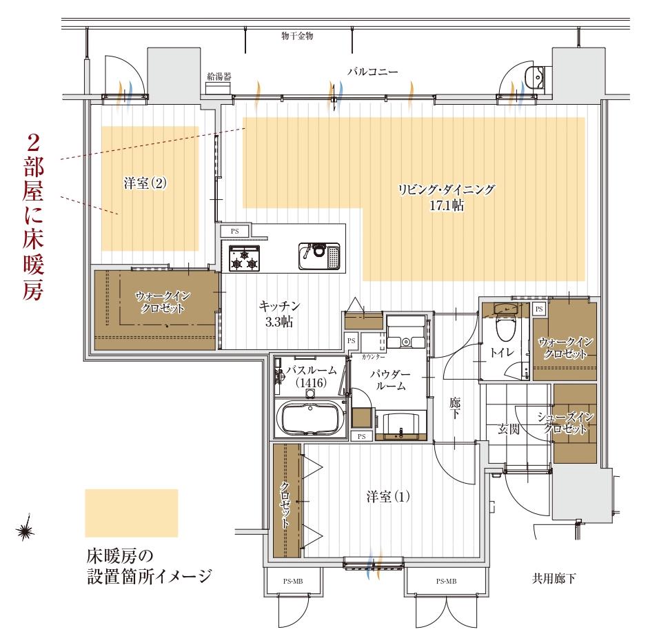 アルファゲートタワー福山駅前(2LDK/4階)の間取り写真