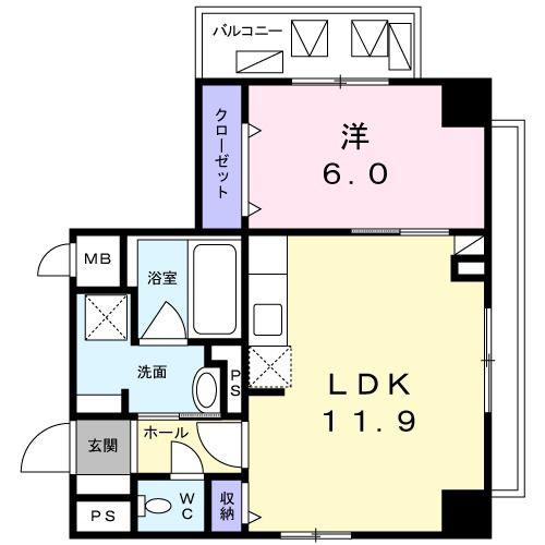 ユヌ ブリーズ 目黒(1LDK/3階)の間取り写真
