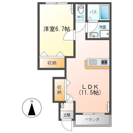 アンダンテ 1LDK(1LDK/1階)の間取り写真