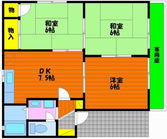 ディアスフィールドC(3DK/2階)の間取り写真