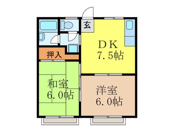阪口ハイツ(2DK/2階)の間取り写真