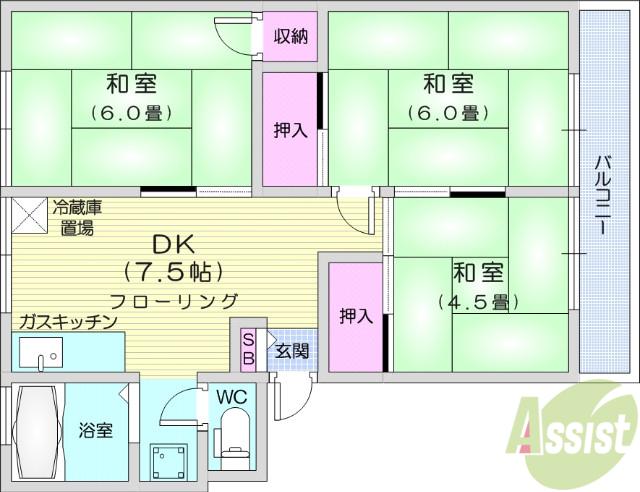 第一飯田コーポ(3DK/2階)の間取り写真