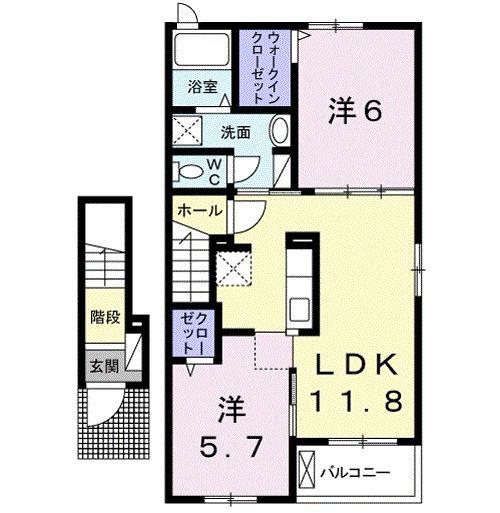 ビックベン II(2LDK/2階)の間取り写真