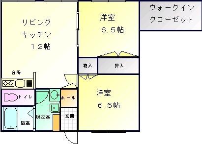 Mハイツ日の出1(2LDK/3階)の間取り写真