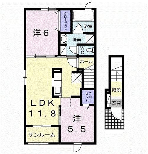 シルバーストーンII(2LDK/2階)の間取り写真