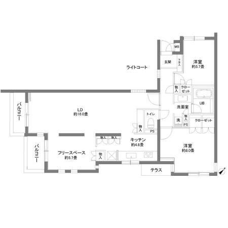 カスタリア北沢(2SLDK/3階)の間取り写真