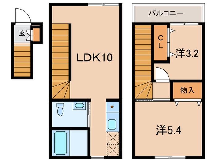 LA-FINA WAKABAYASHI(2LDK/2階)の間取り写真