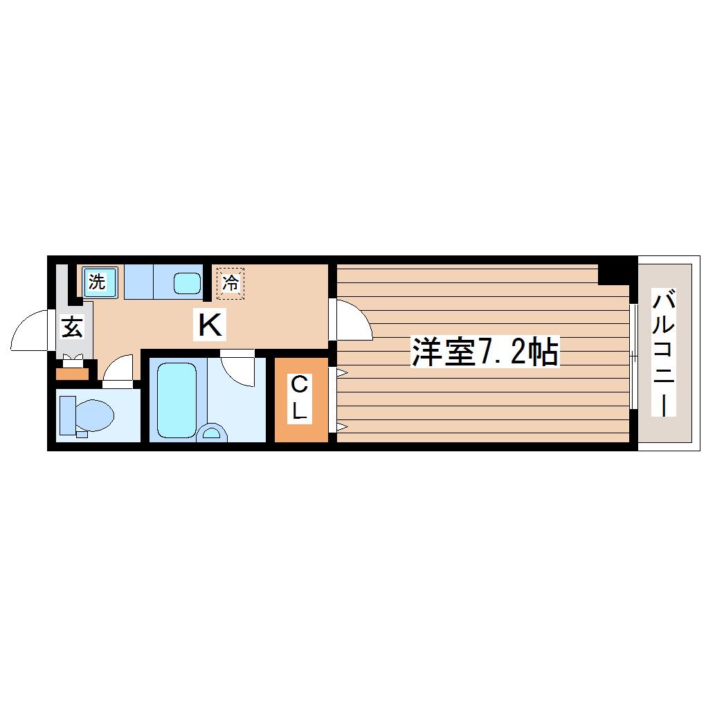 モンレーブ通町(1K/3階)の間取り写真