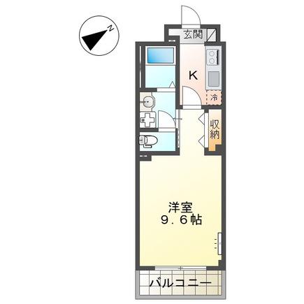 西区五才美町マンション(1K/2階)の間取り写真