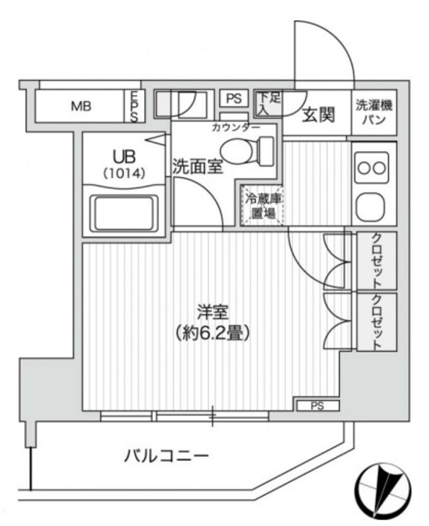 レジディア笹塚II(1K/6階)の間取り写真