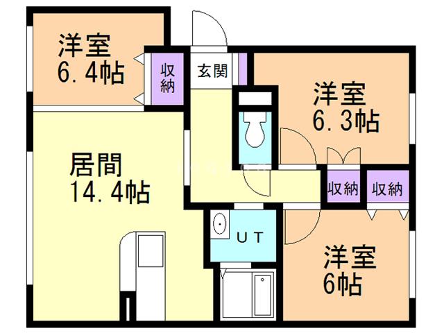 ラヴァンダ(3LDK/2階)の間取り写真