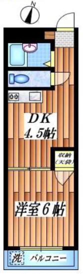ピュアライフ(1DK/2階)の間取り写真