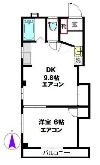 野口ビル(1DK/3階)の間取り写真