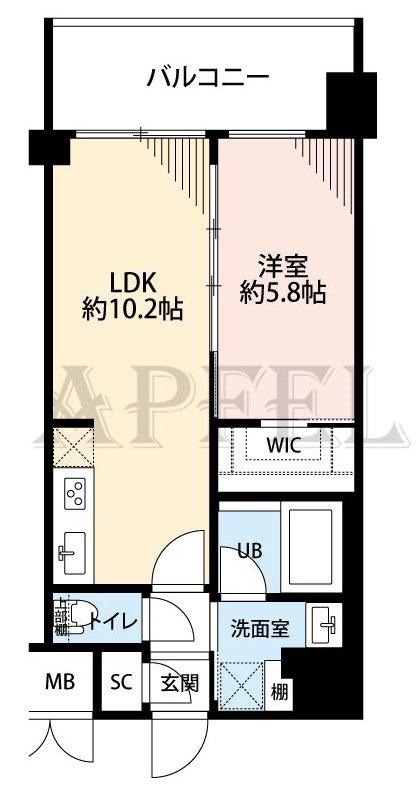 グランカーサ新大阪サウス(1LDK/8階)の間取り写真