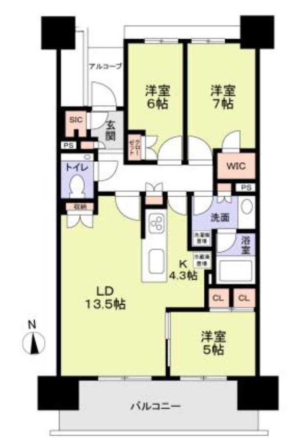 晴海フラッグ パークヴィレッジ C棟(3LDK/12階)の間取り写真