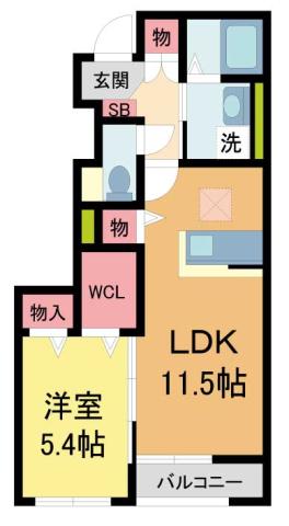 フォレスト宝塚I(1LDK/1階)の間取り写真