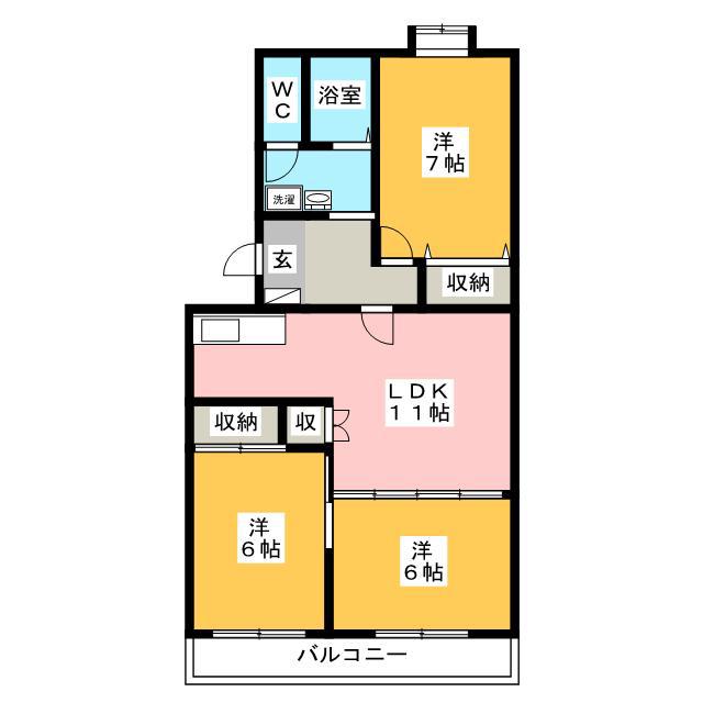 アローアイランド(3LDK/3階)の間取り写真