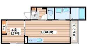 ソーサリー柏木(1LDK/1階)の間取り写真