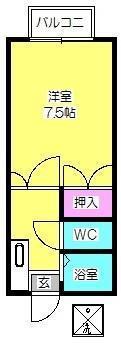 ファーストインパレスハウスII(1K/1階)の間取り写真