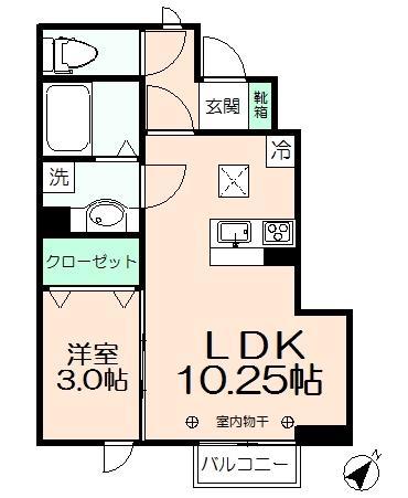 M.MANORII(1LDK/1階)の間取り写真