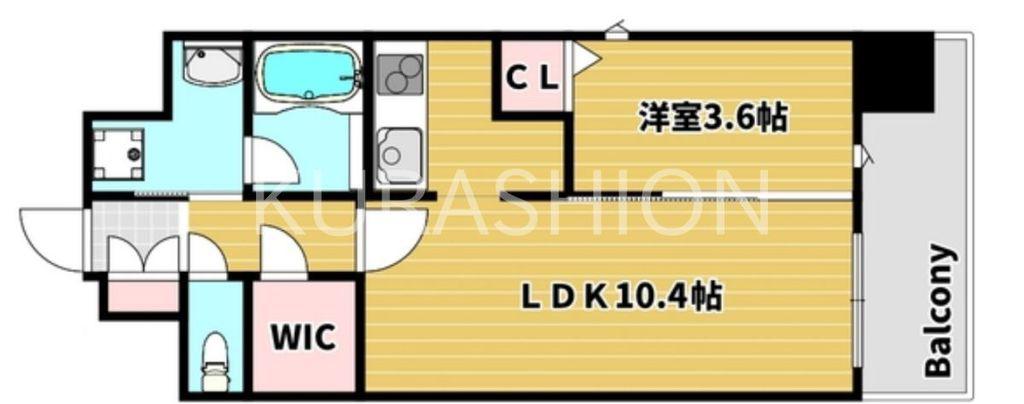 KABAYA GARDEN HAKATA(1LDK/9階)の間取り写真