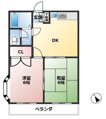 サンハイツ天野II(2DK/1階)の間取り写真