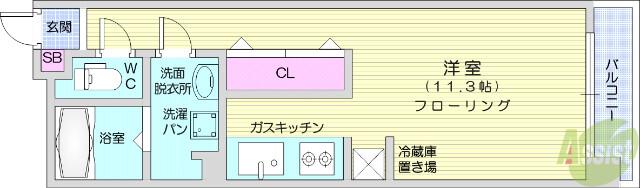中ノ坂レジデンス(ワンルーム/3階)の間取り写真
