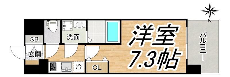 ジュネーゼグラン福島海老江(1K/4階)の間取り写真