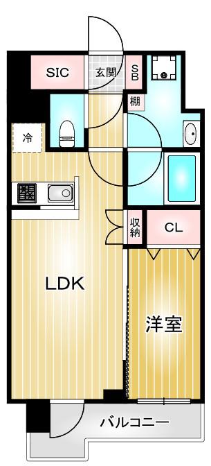 LASANTE東別院(1LDK/9階)の間取り写真