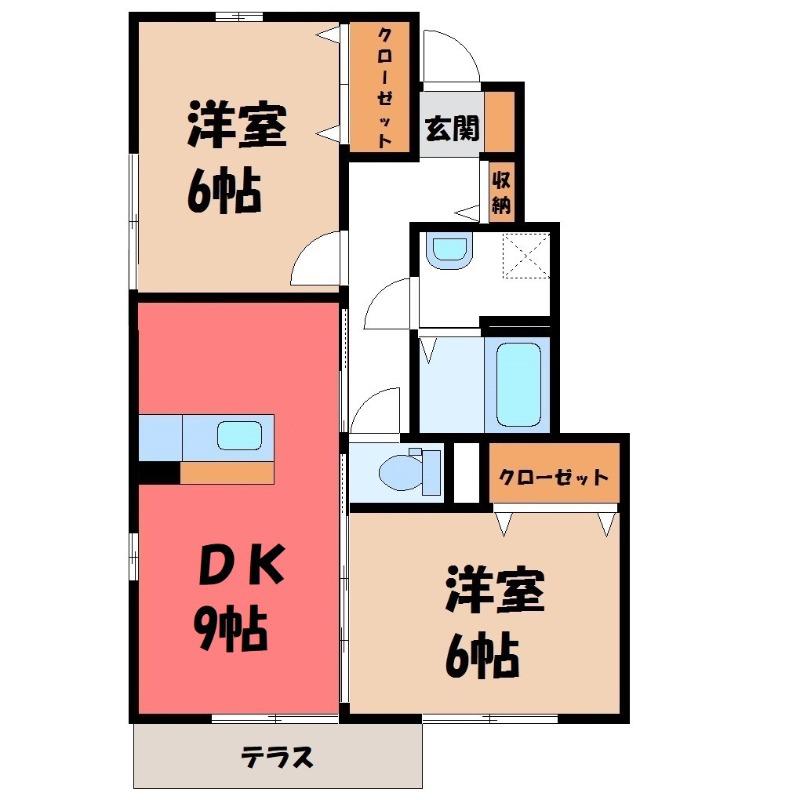 カーサ パッソ(2DK/1階)の間取り写真