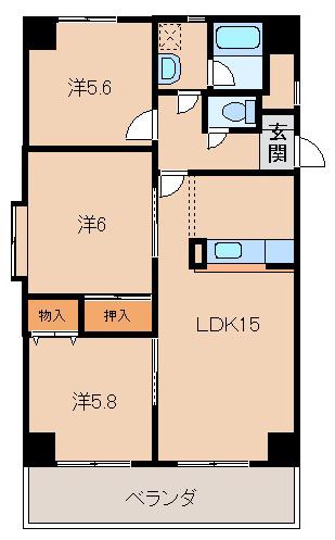 和泉ガーデンパレス(3LDK/1階)の間取り写真
