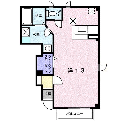 ハートリーフ(ワンルーム/1階)の間取り写真