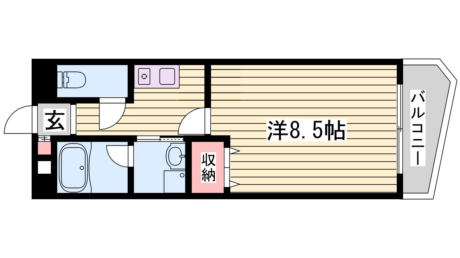 ルナ学園(1K/1階)の間取り写真