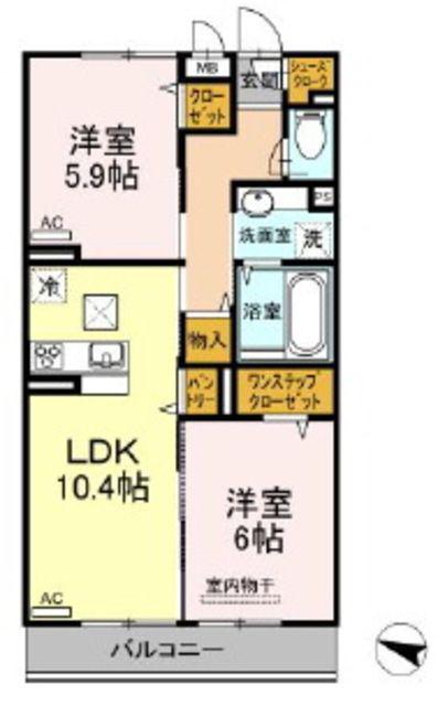 イースト GARDEN 綱島(2LDK/3階)の間取り写真