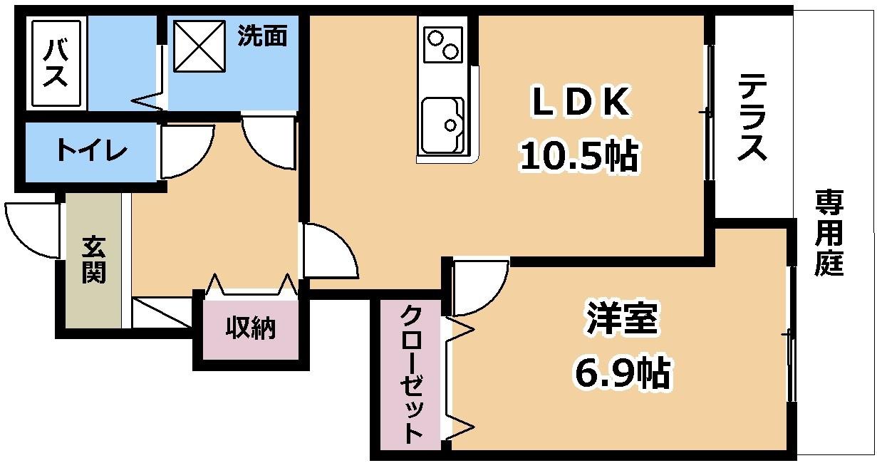 ブライトハウス瀬田A棟(1LDK/1階)の間取り写真