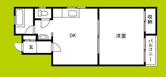 西山ハイツ(1DK/2階)の間取り写真