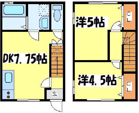 ローサ菊池西寺(2DK/1階)の間取り写真