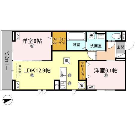 エムフルージュ(2LDK/3階)の間取り写真