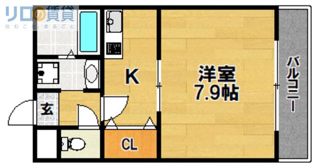 カーサスペリオーレI(1DK/3階)の間取り写真