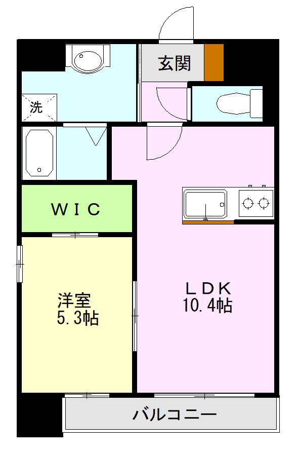 L.Aマンション原水(1LDK/6階)の間取り写真