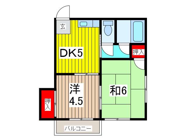 公園ハイツ(2K/2階)の間取り写真