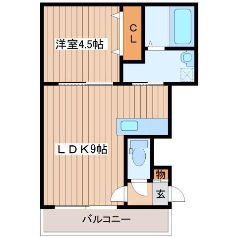 プルーフガーデン山の手(1LDK/1階)の間取り写真