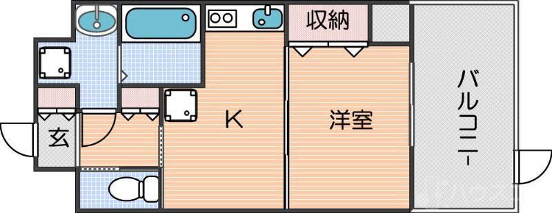 アーバンパーク住之江公園II(1DK/1階)の間取り写真