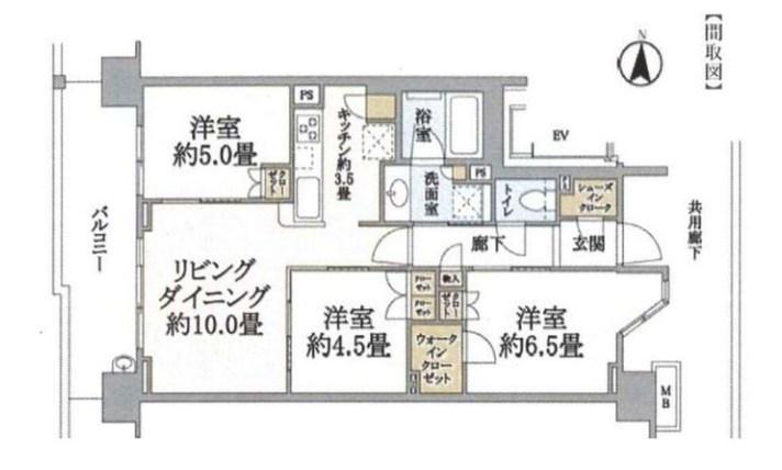 パークフロントテラス亀戸アリーナ・レジデンス(3LDK/7階)の間取り写真