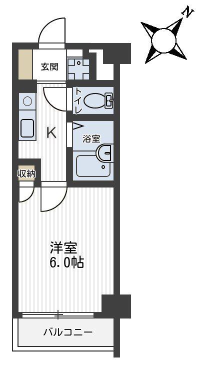 ＪＲ京浜東北線 北浦和駅 徒歩8分 4階建 築26年(1K/2階)の間取り写真