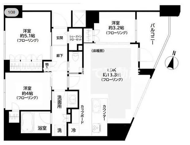 GREEN PARK文京西片(3LDK/3階)の間取り写真