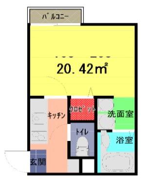 アークシティ霞ヶ関(1K/1階)の間取り写真